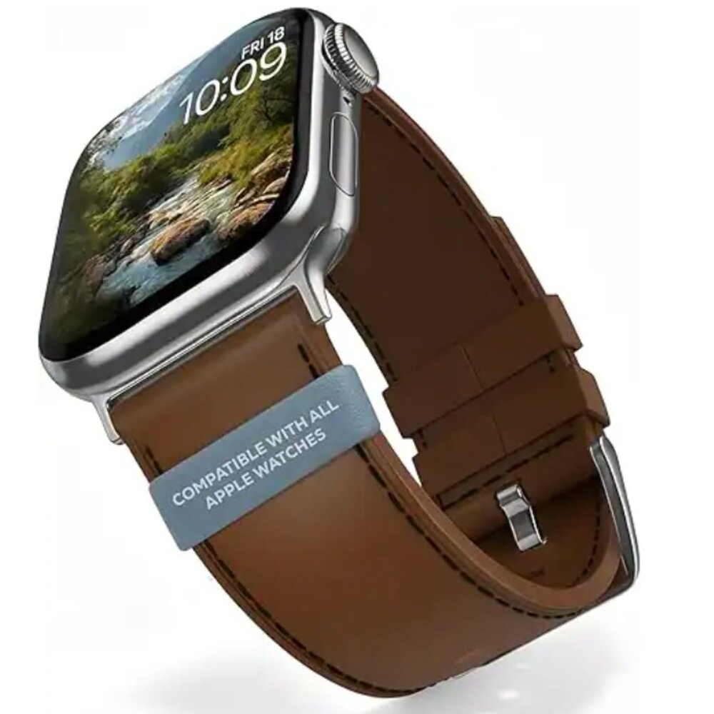MobyFox Premium Brown Leather 22mm Apple Watch Universal Smartwatch Strap